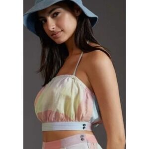 Anthropologie Mindy Plaid Halter Cropped Top Women's Size X-Large‎ Summer Spring